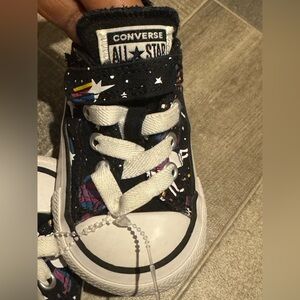Converse Black Kids Space Print Low Top Sneakers with White Toe. SIZE 4